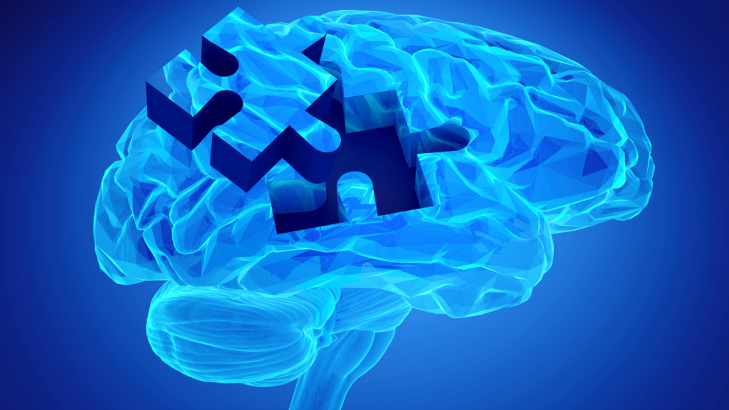 Jigsaw illustration of piece missing from brain